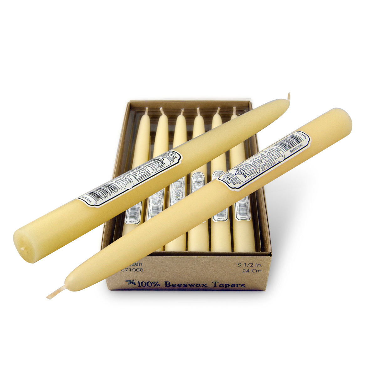 beeswax taper candle box of 12