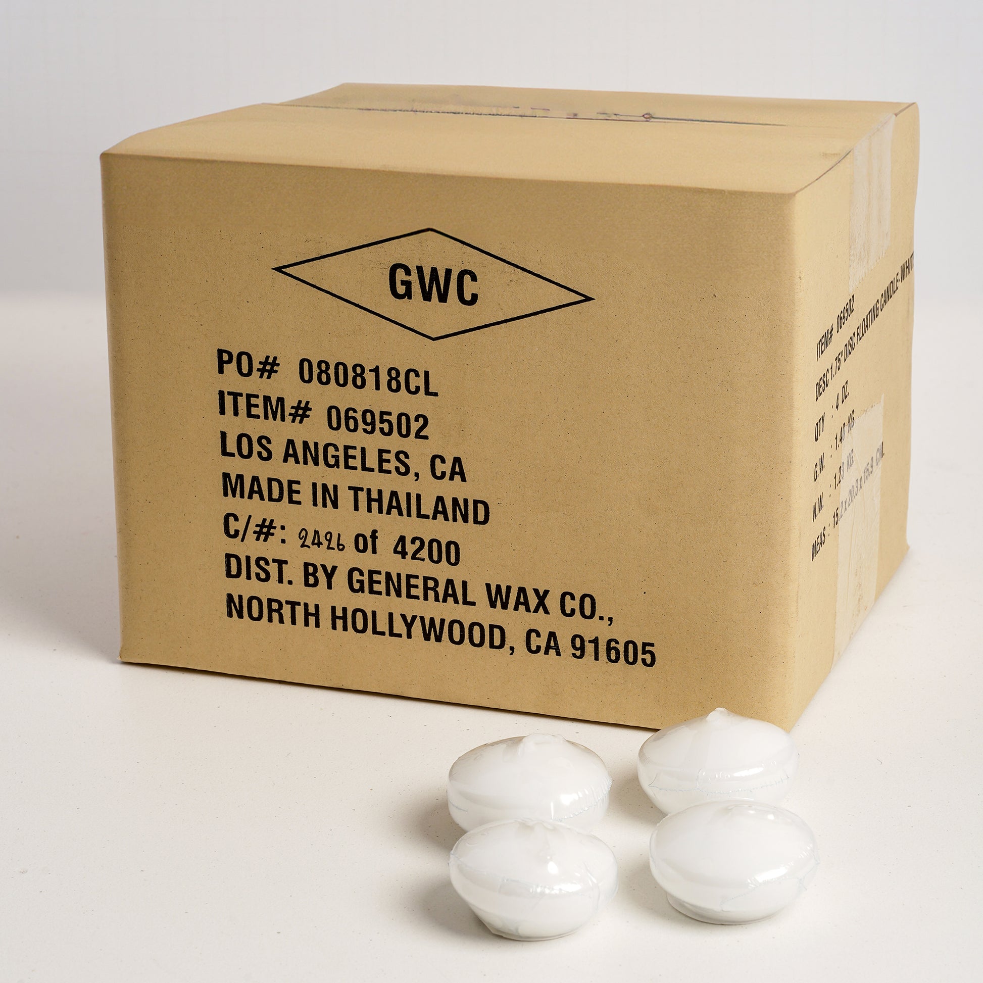 Unscented white floating candle for events