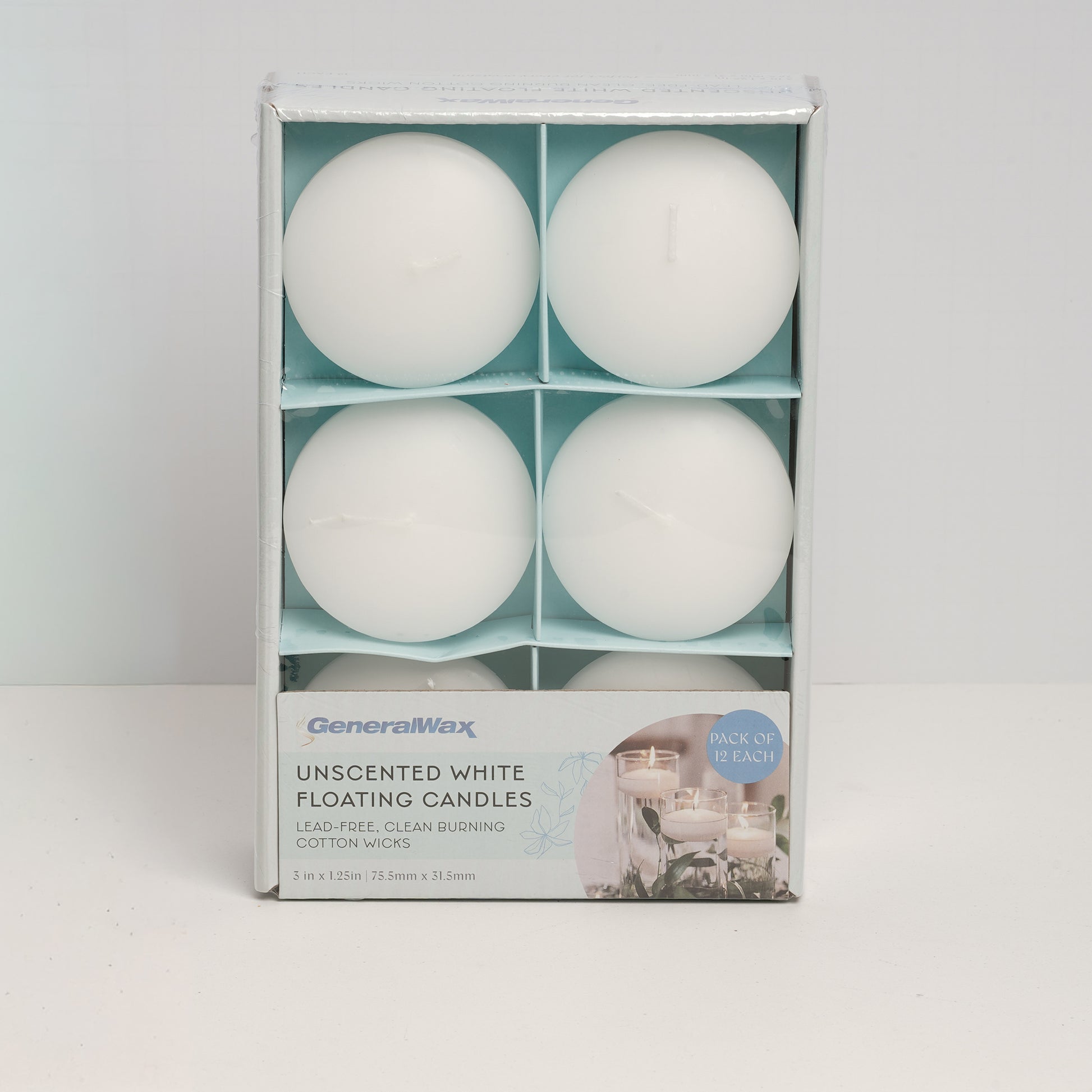 Clean burning lead-free cotton wick white floating candles