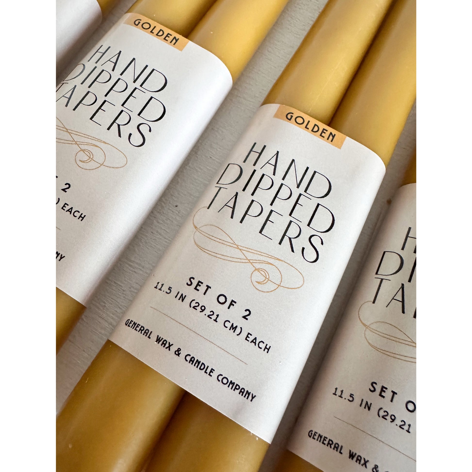 12 inch golden taper candles with connected wick