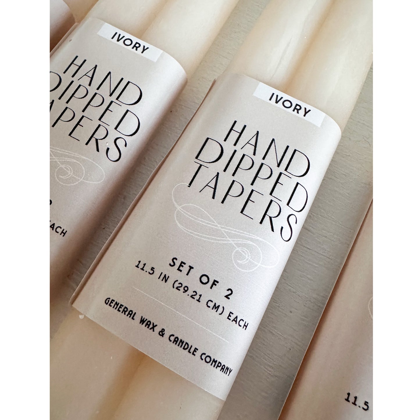 12 inch ivory_ taper candles with connected wick