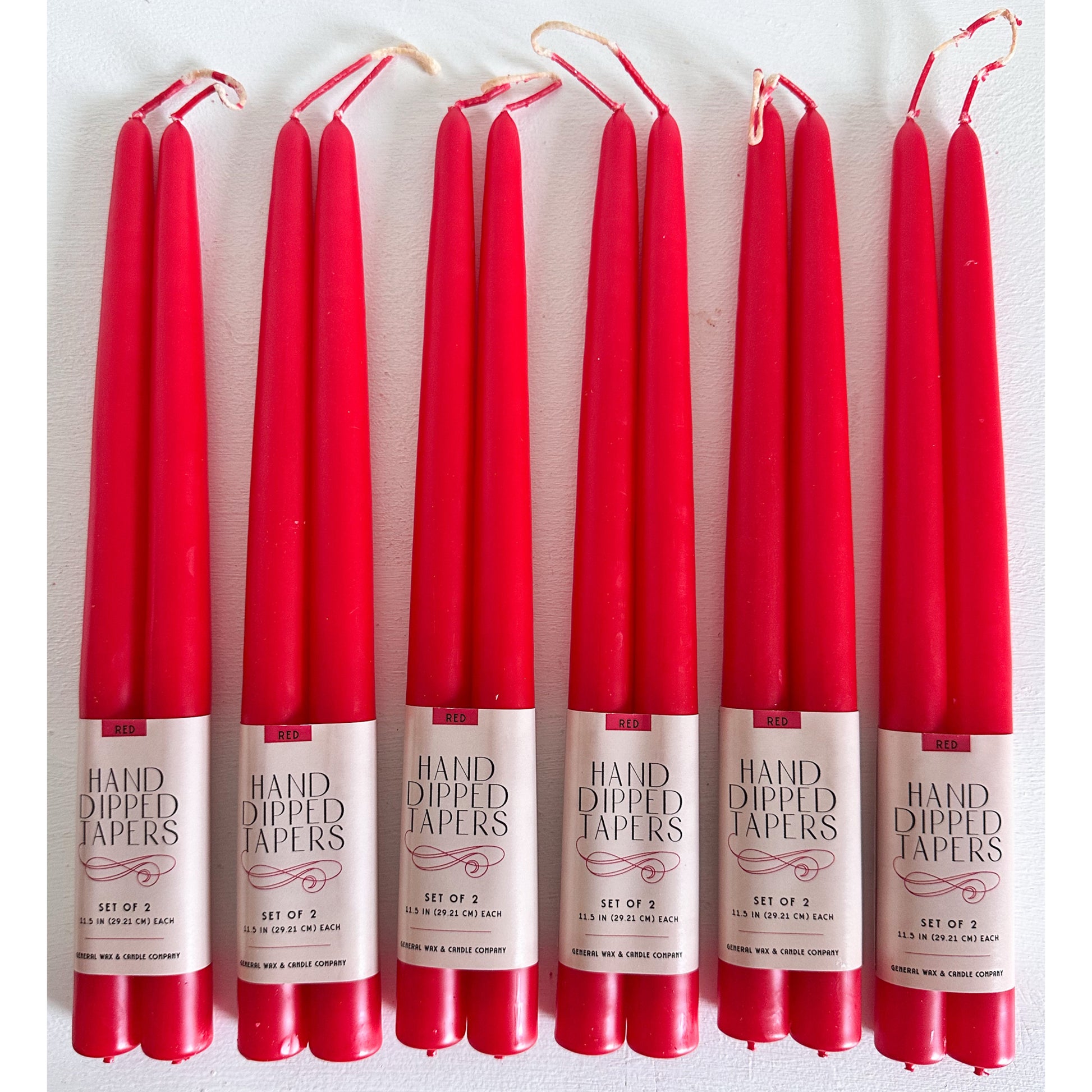 12 inch red connected wick taper candles