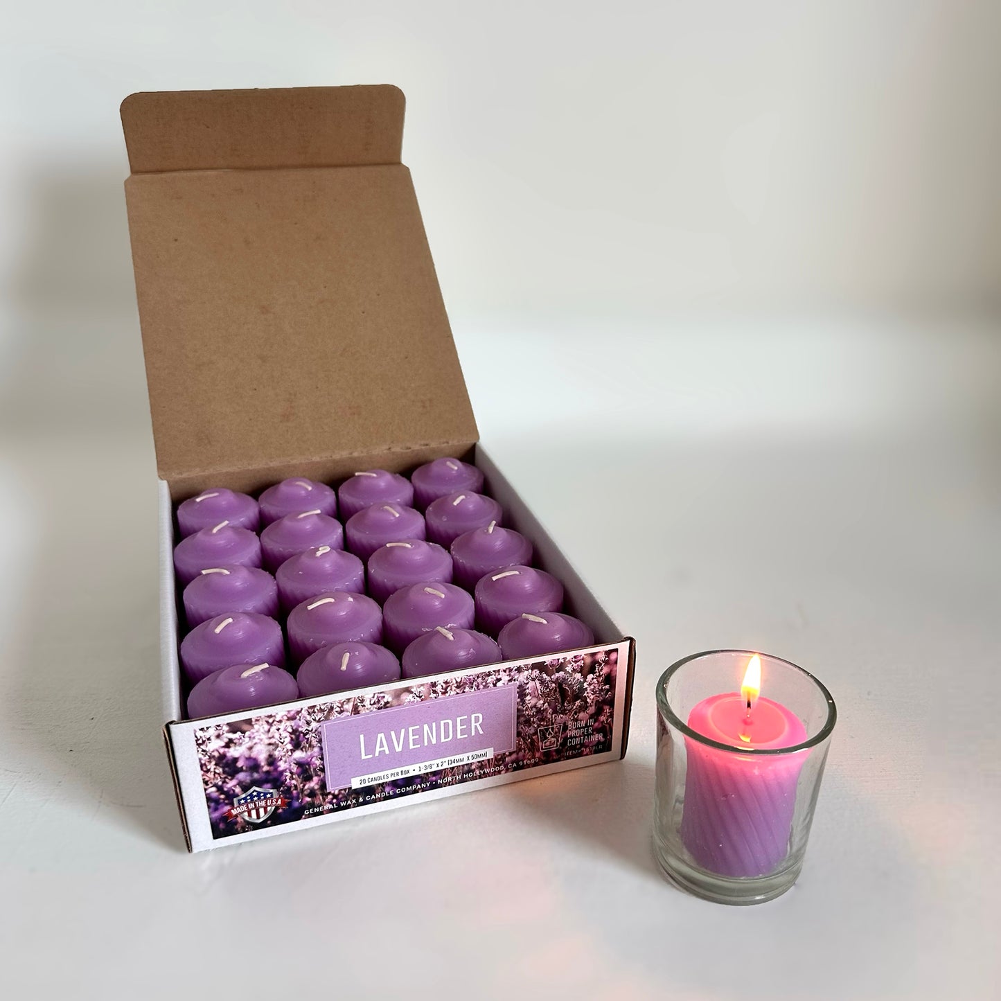 15-hour lavender scented votive candle