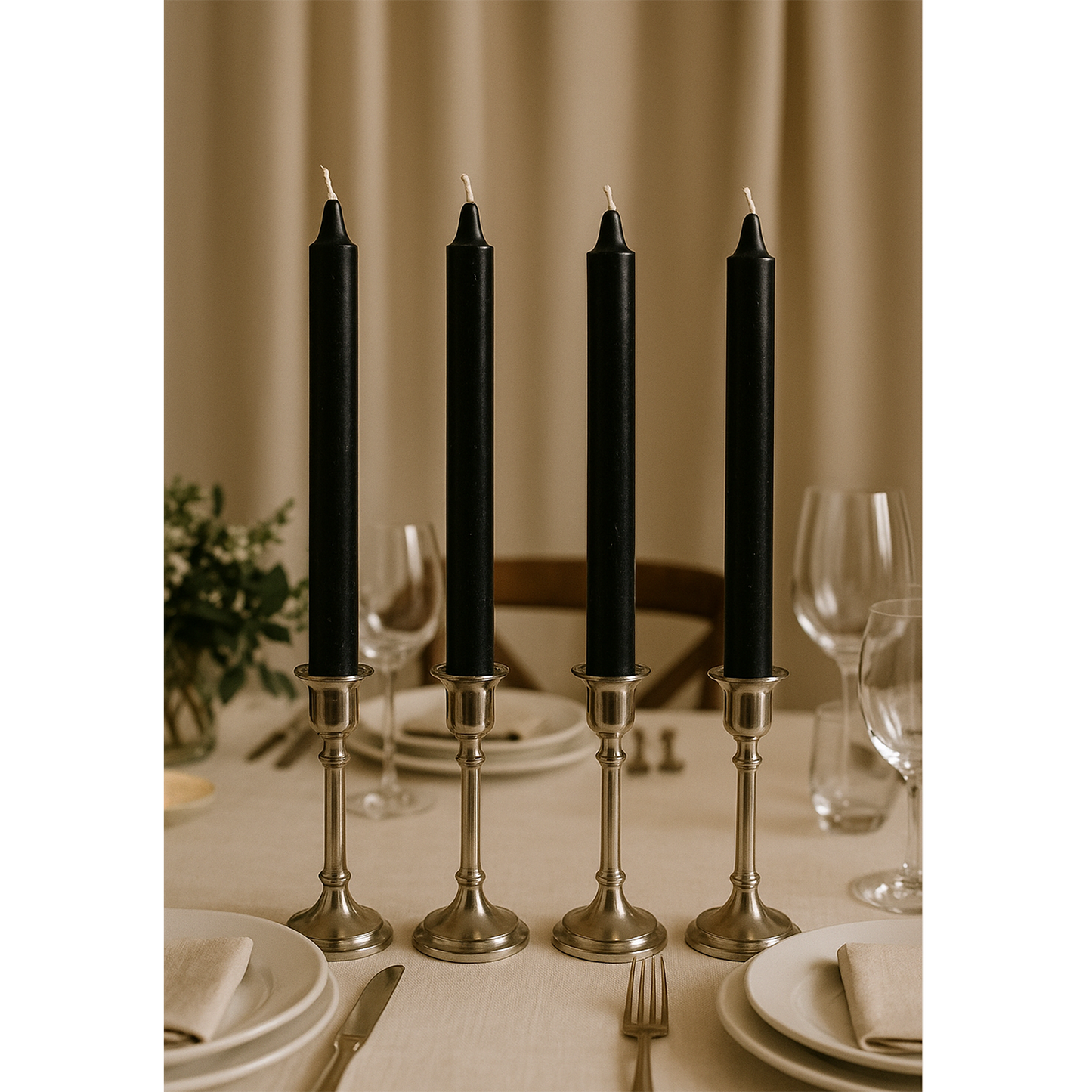 Unscented black household candles for emergency and decor