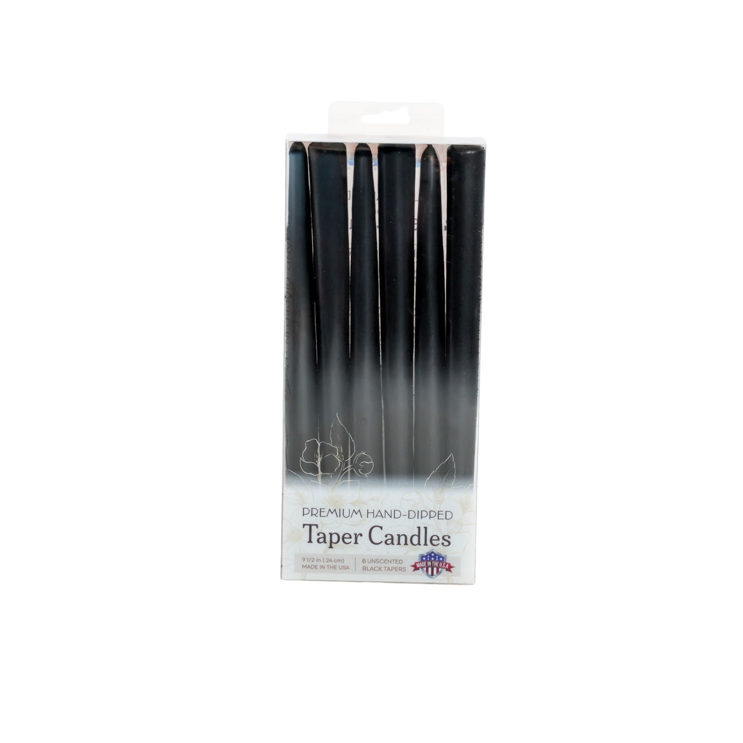 Pack of black taper candles