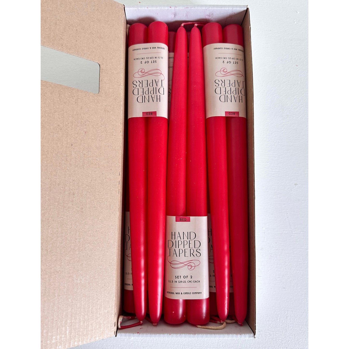 Connected wick 12 inch red taper candles