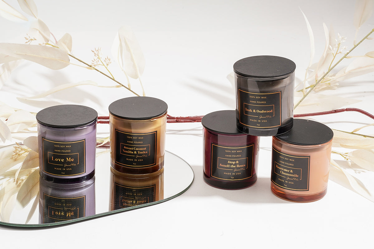 jar candle collection on the mirror