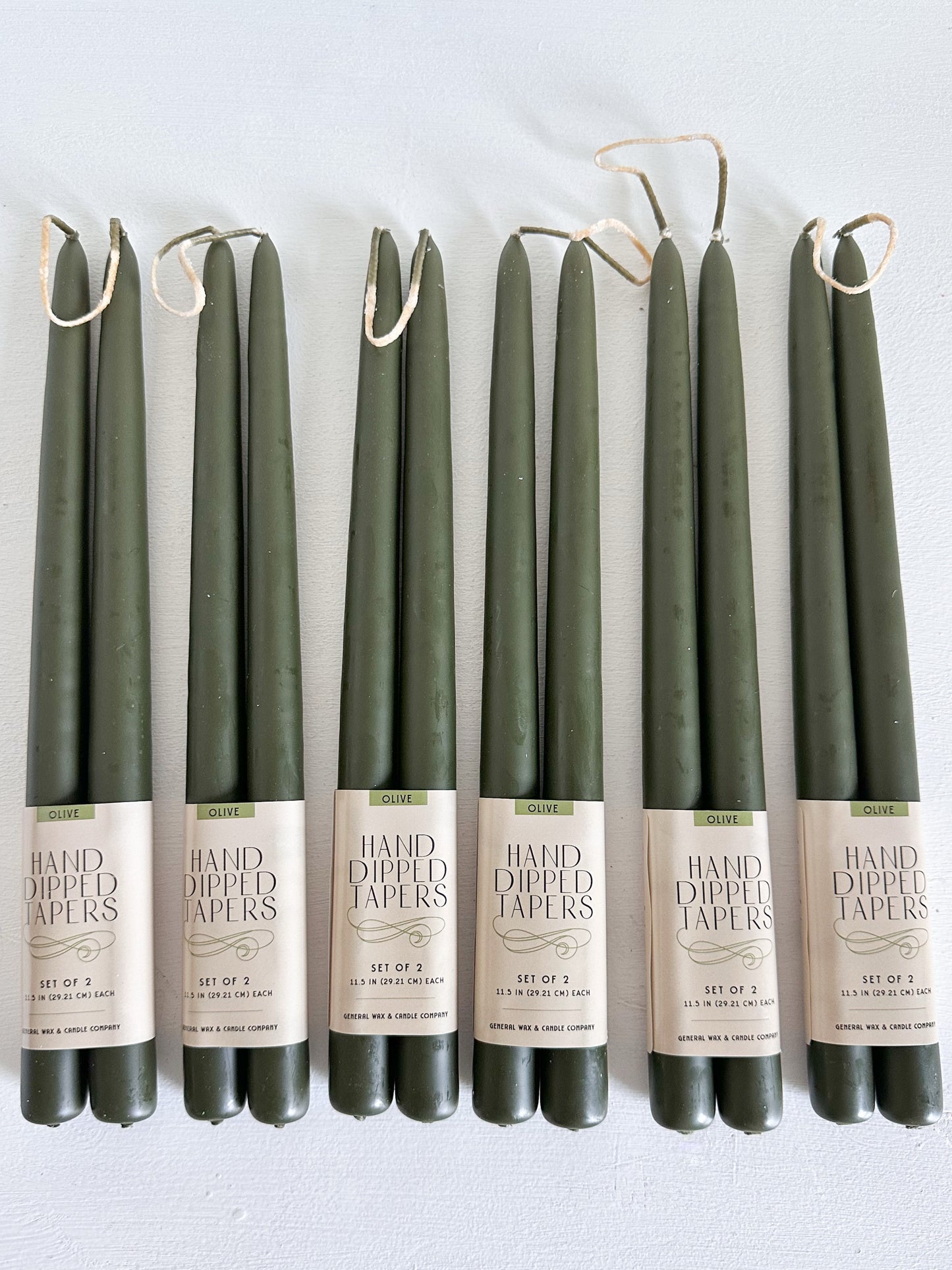 12" Olive Taper Candles – Connected Wick