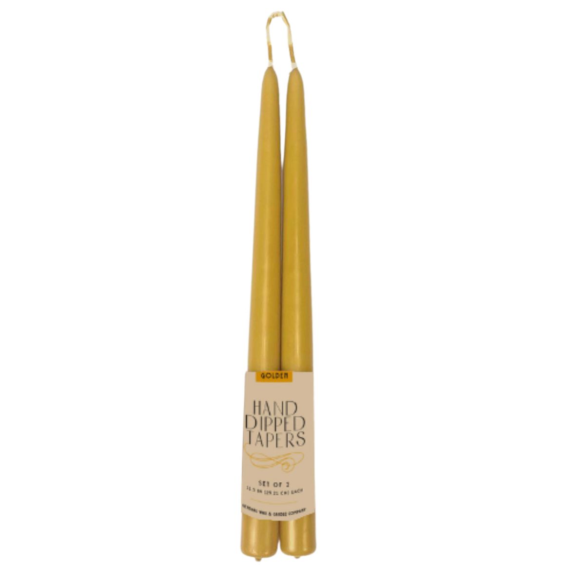single wick hand dipped taper candles gold