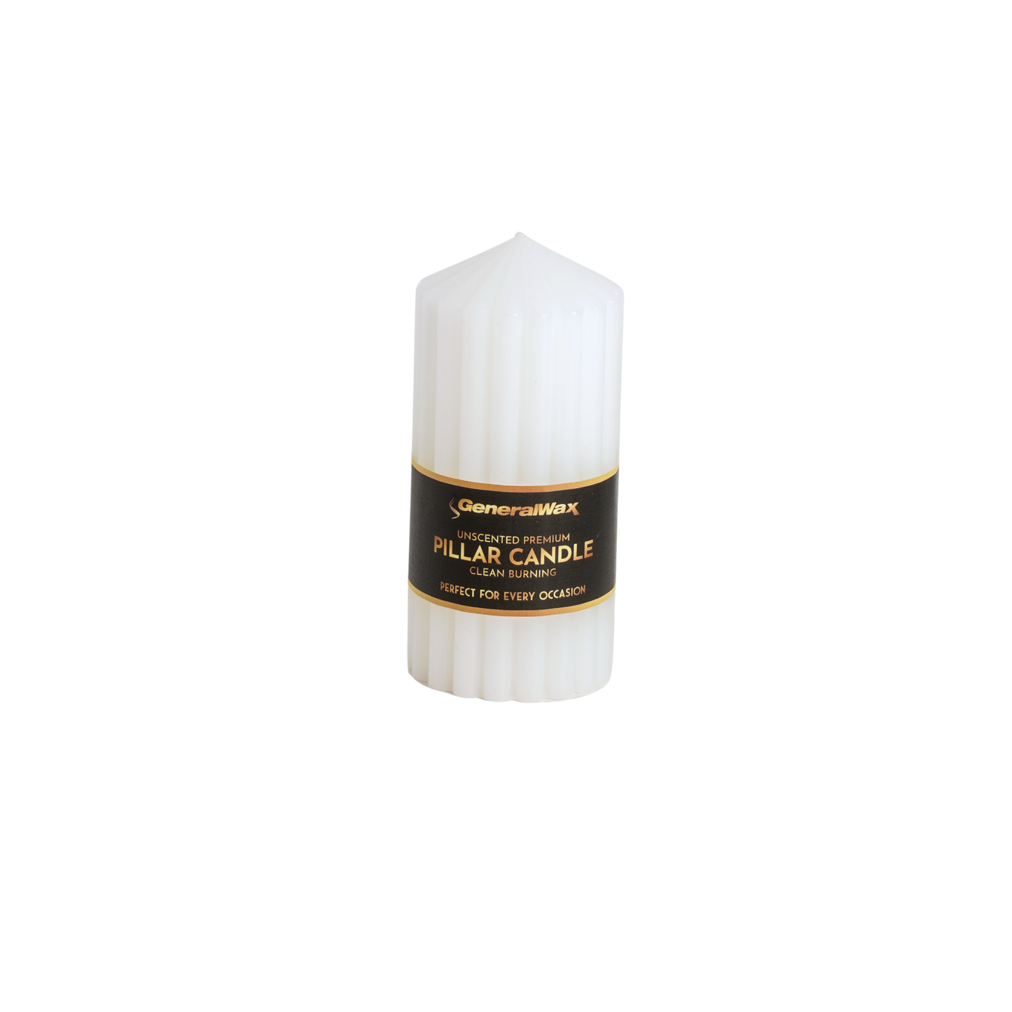 Premium Ribbed White Pillar Candle