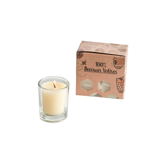 General Wax & Candle | 100% Beeswax Votives candles (Pack of 4