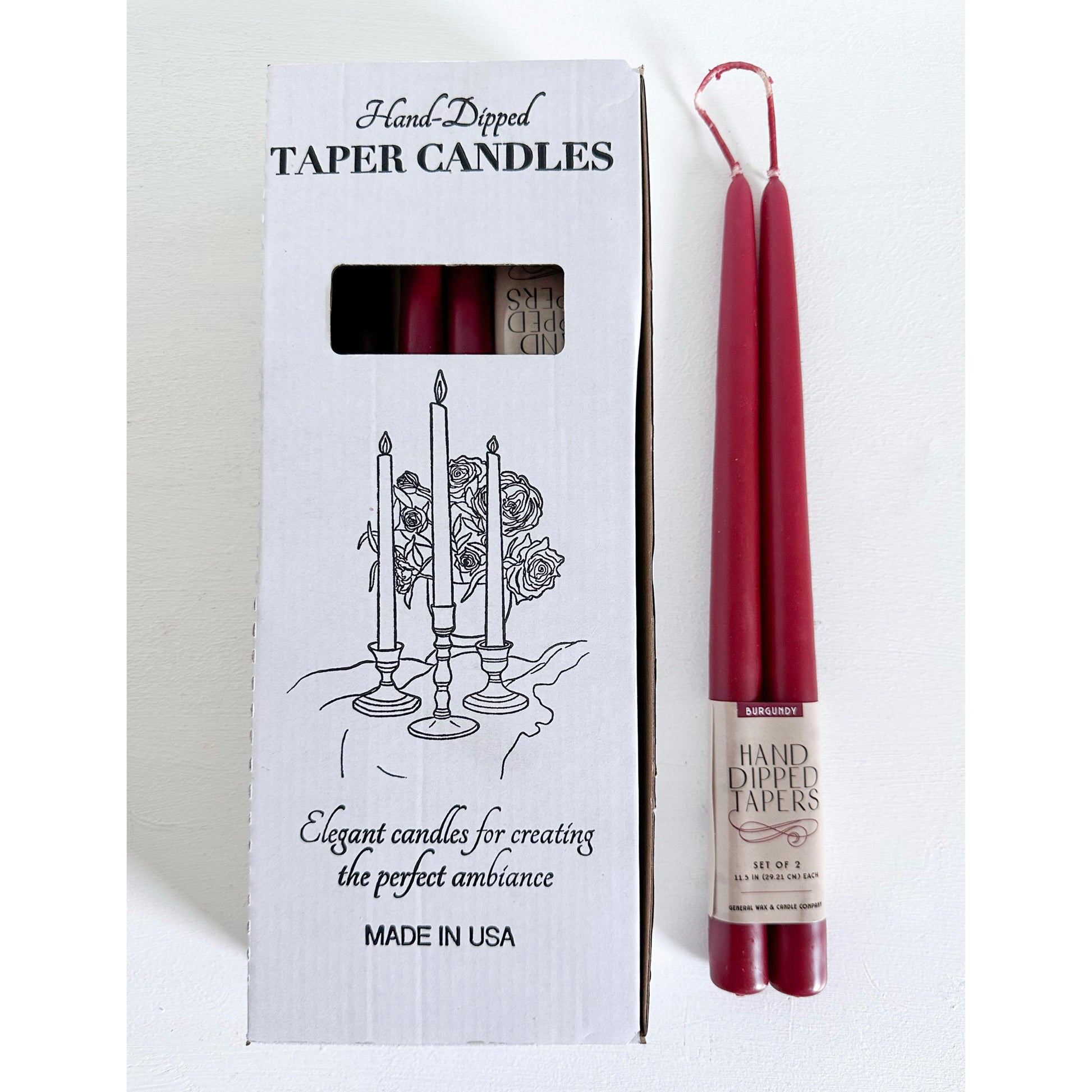 burgundy 12 inch taper candles for events