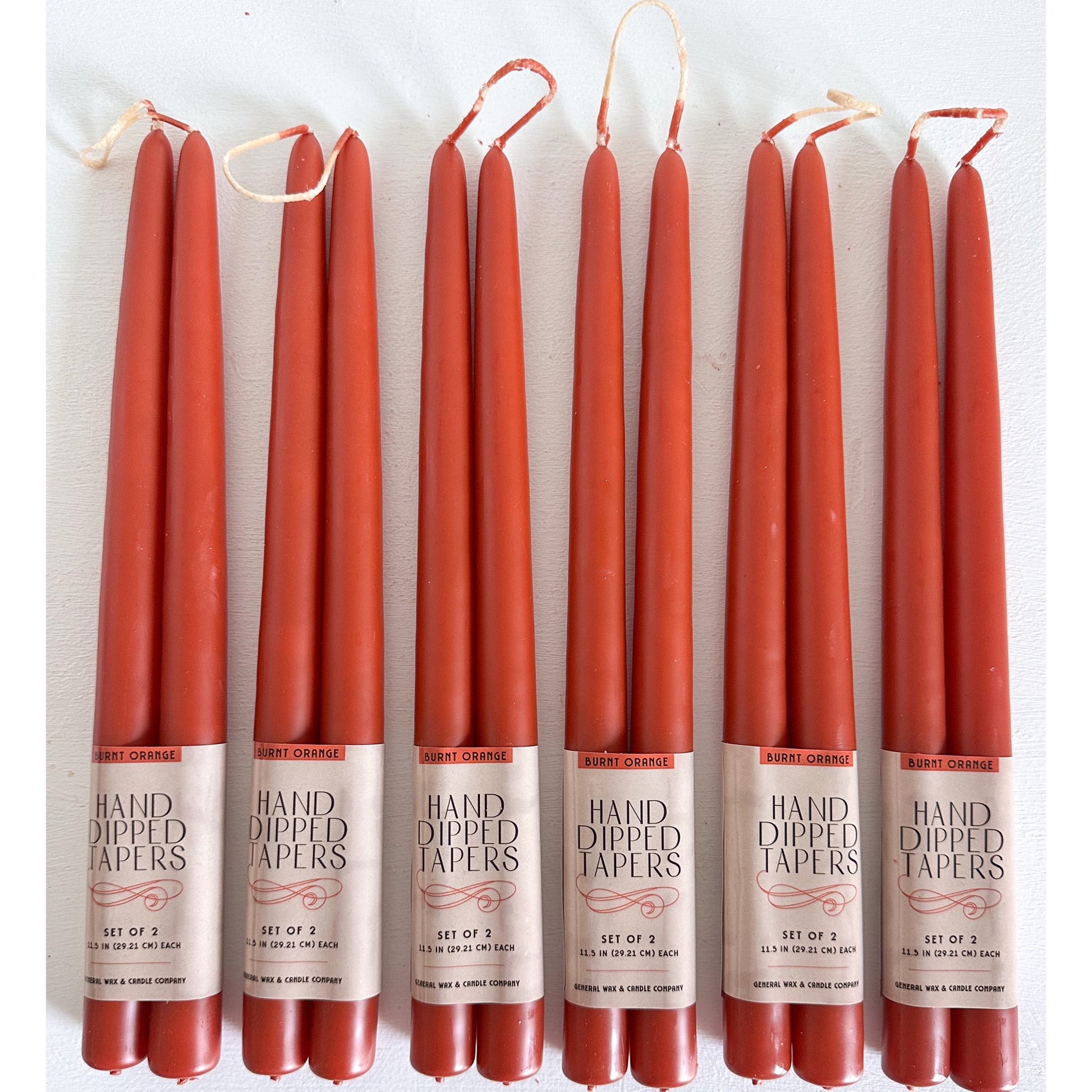 burnt orange taper candles for fall decor