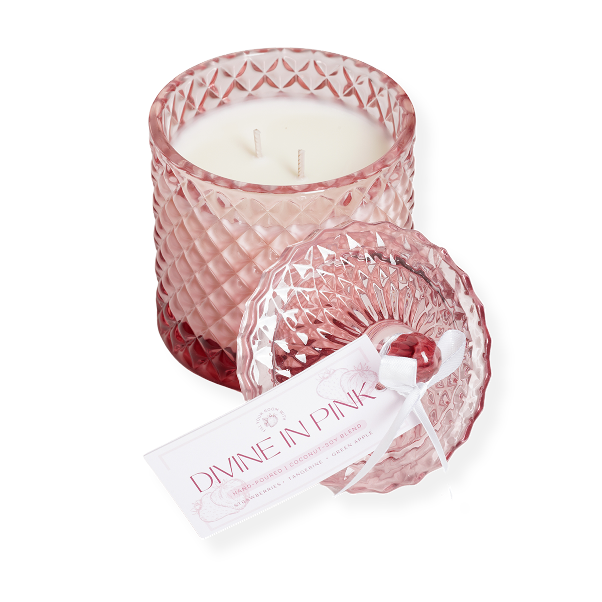 divine in pink soy jar candle