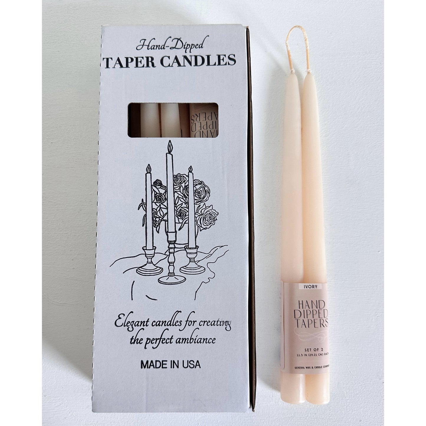 elegant ivory taper candles with wick bridge