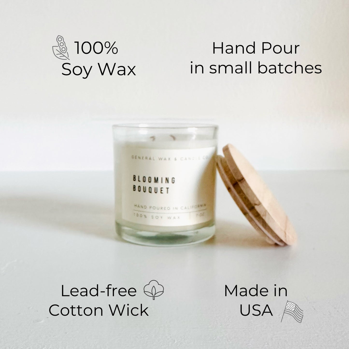 natural soy candle jar blooming bouquet