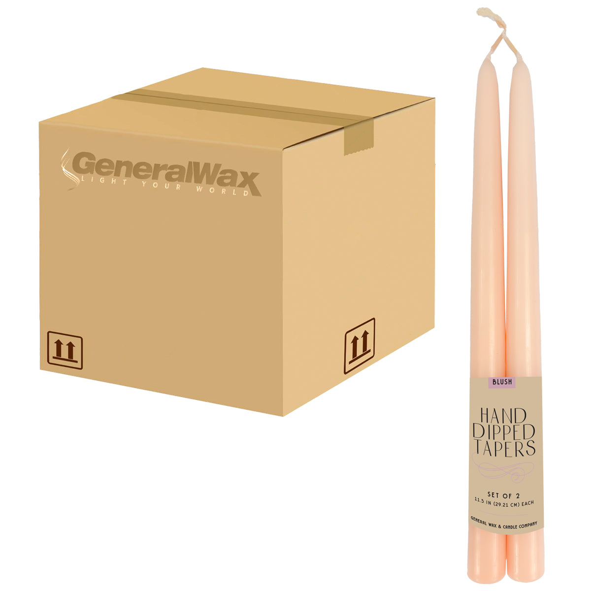 single wick hand dipped tapers blush case