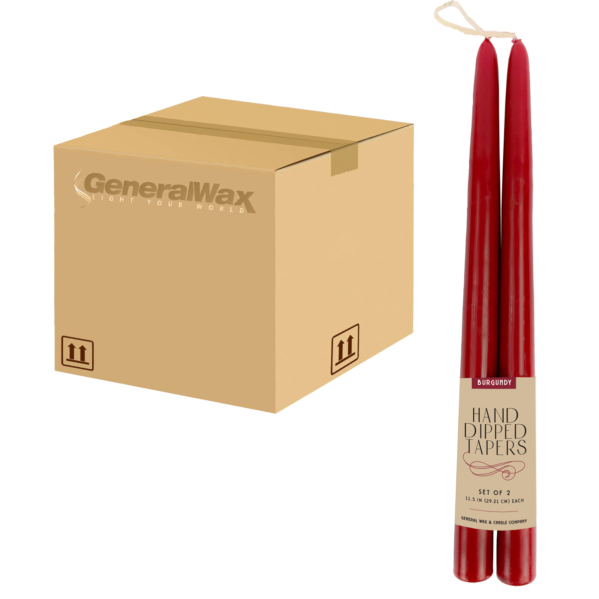 single wick hand dipped tapers burgundy