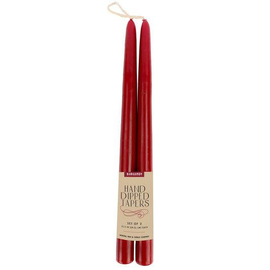 single wick hand dipped tapers burgundy