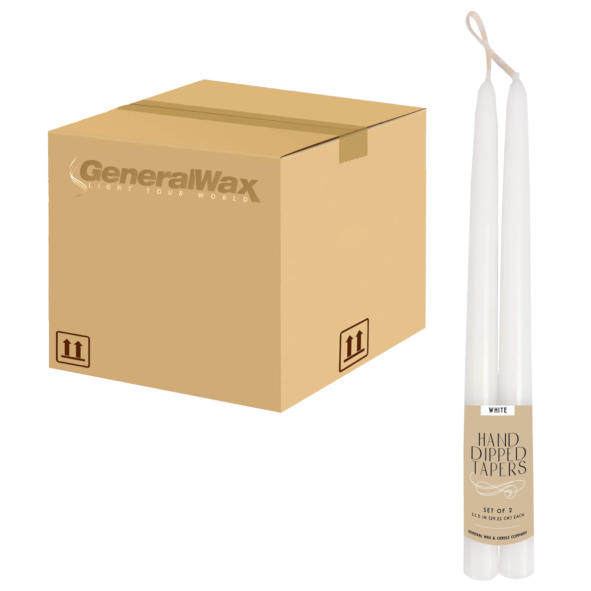 single wick hand dipped tapers case white