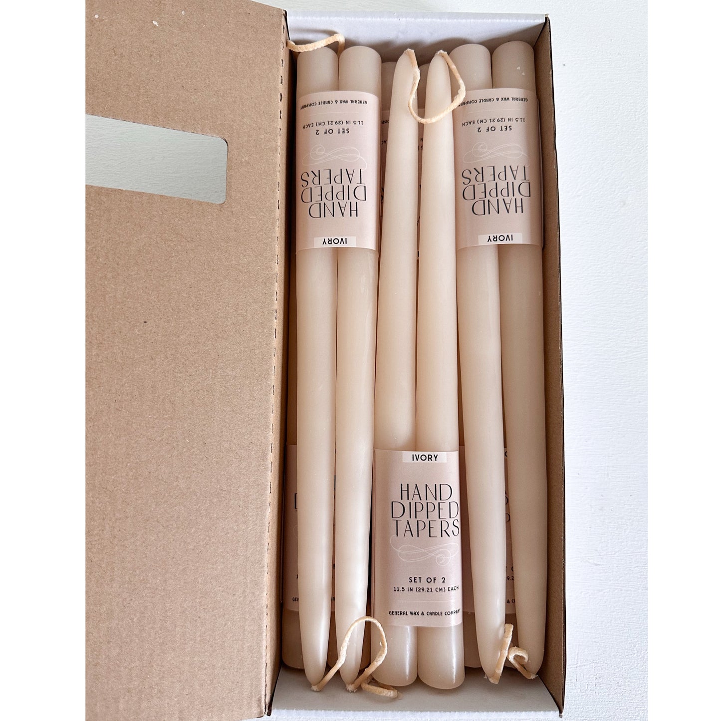 unscented ivory taper candles dripless design