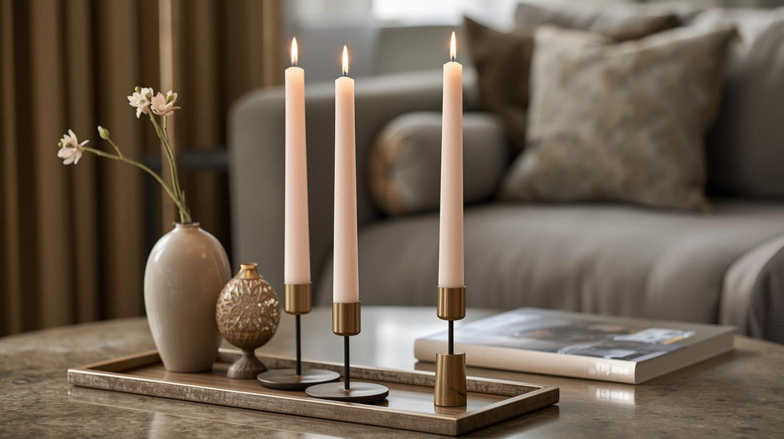 Add warmth and charm to your space with tapered candlesticks