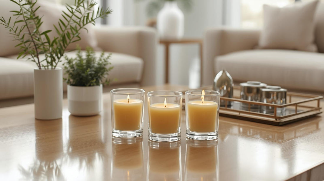 Decorating every room with beeswax votive candles 