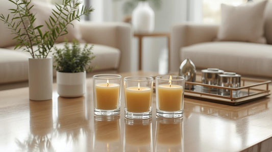 Decorating every room with beeswax votive candles 