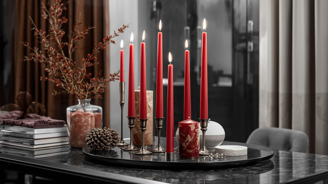 Elegant styling tips using red taper candles 