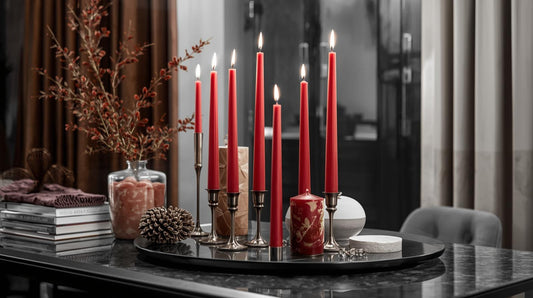 Elegant styling tips using red taper candles 