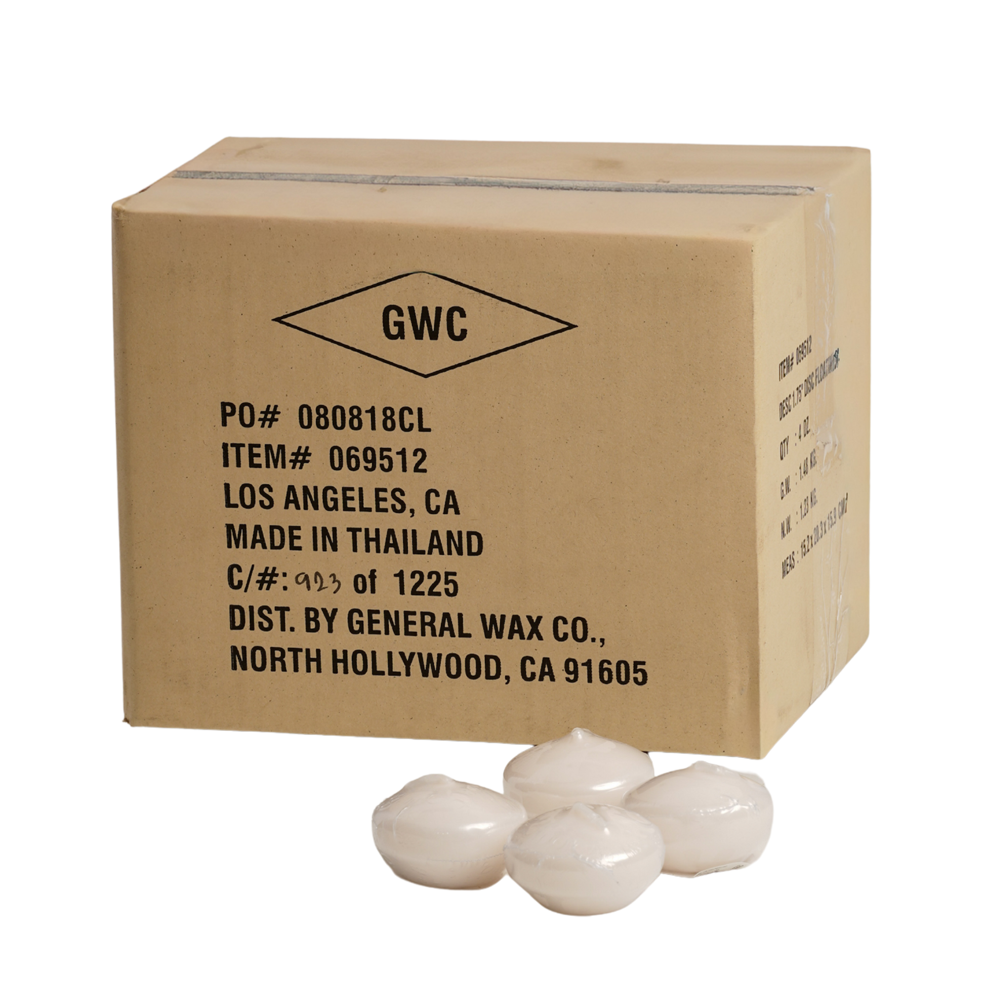 Unscented ivory floating candle for events