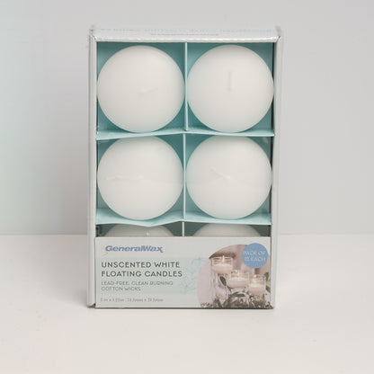 Clean burning lead-free cotton wick white floating candles