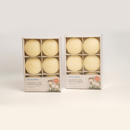 Clean burning lead-free cotton wick ivory floating candles