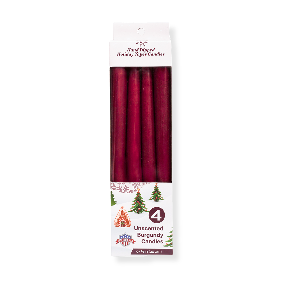 10 inch Burgundy taper candles