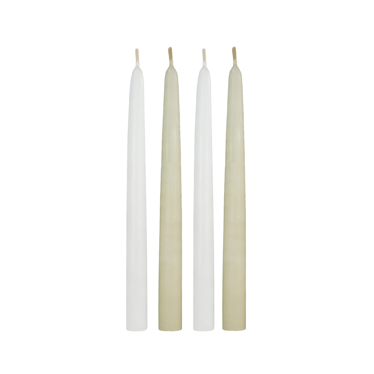 10 inch taper candles ivory and white