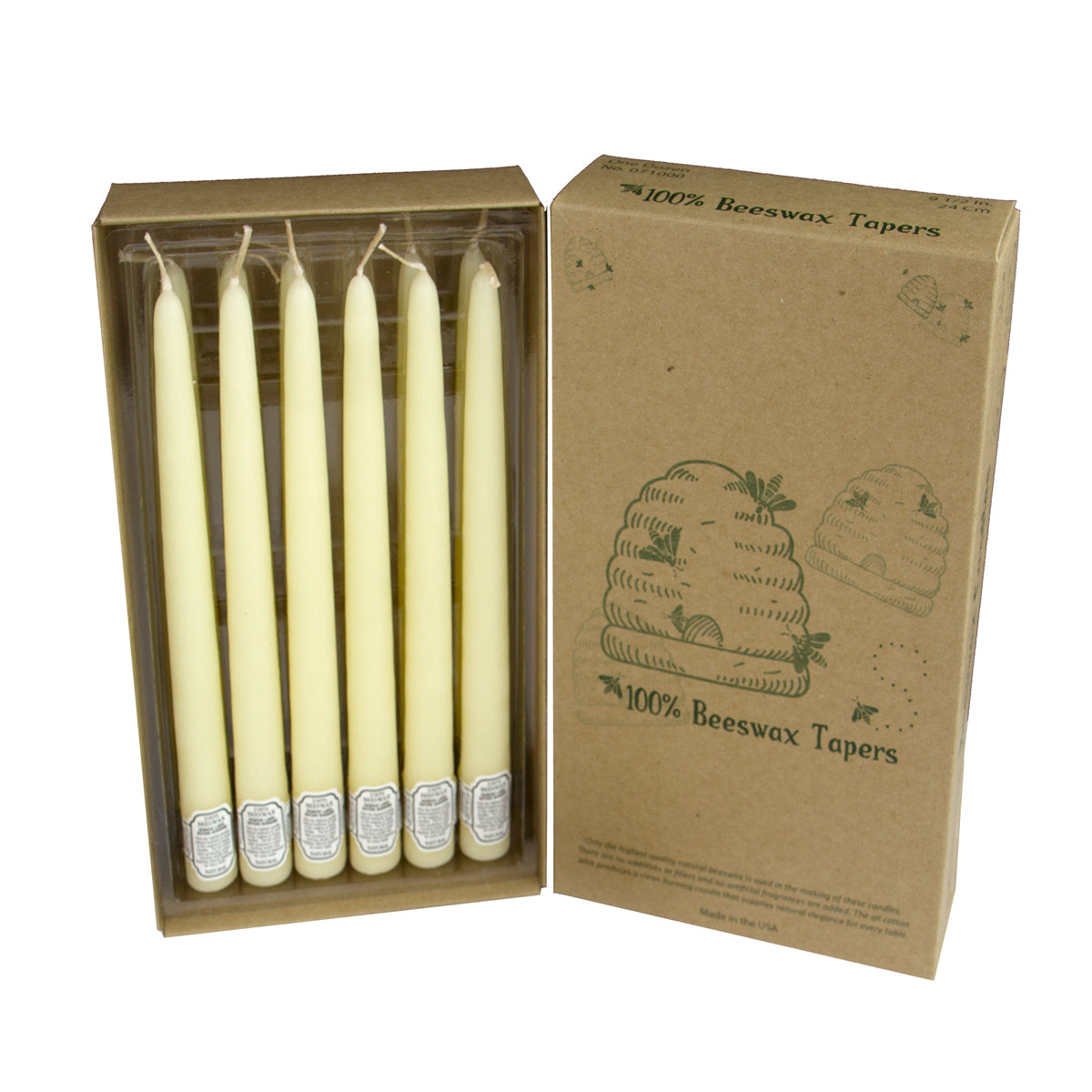 100% BEESWAX 10" TAPER CANDLE (Box of 12)