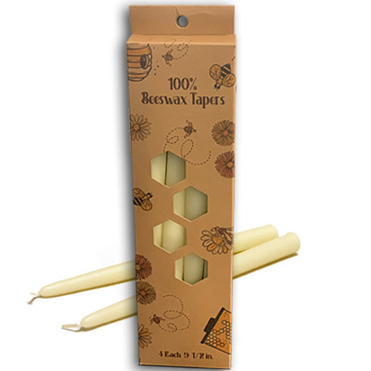 100% BEESWAX 10″ TAPER CANDLE (BOX OF 4) NEW PACKAGING