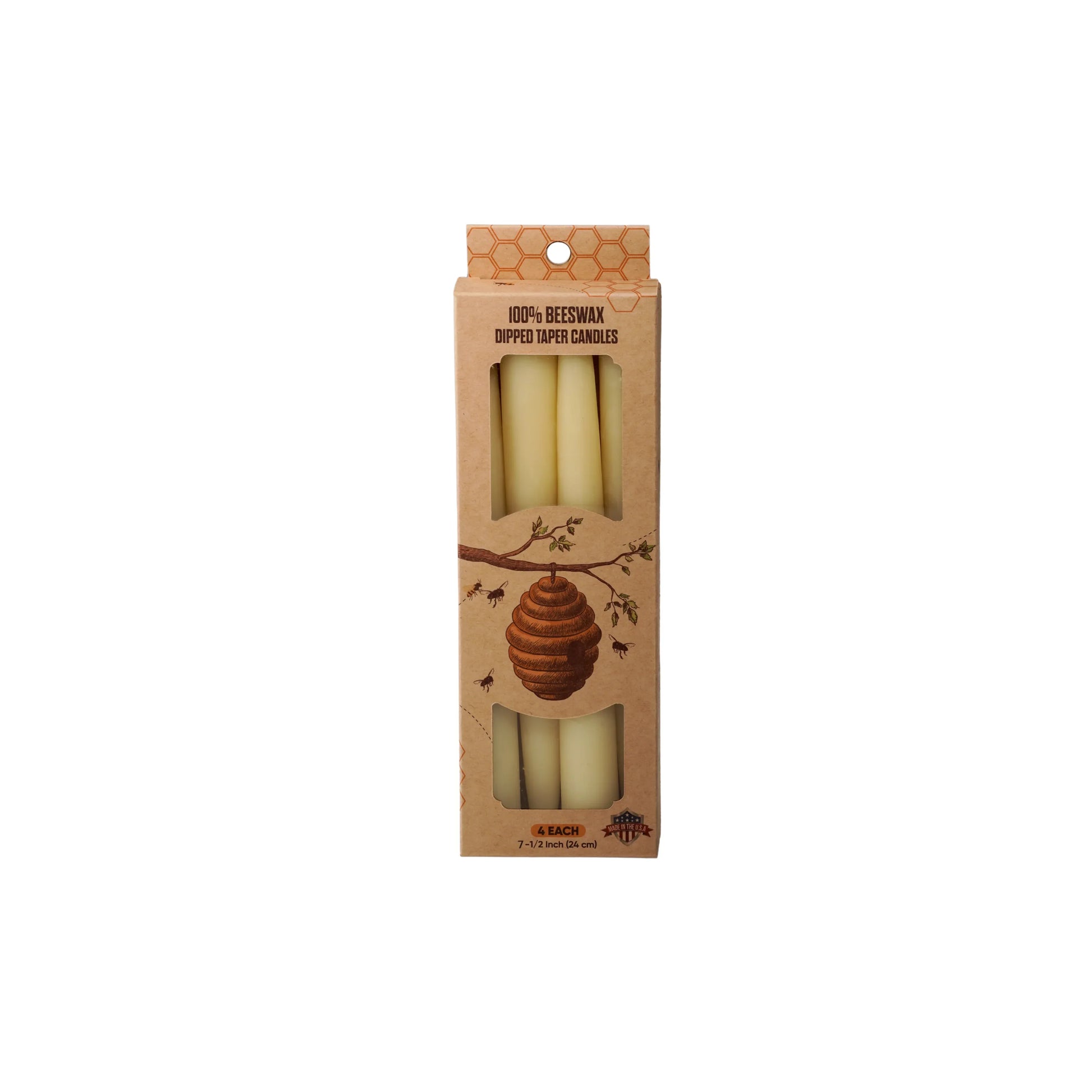 100% Beeswax Taper Candles 8"
