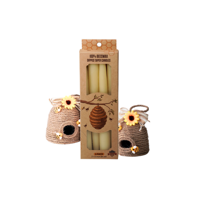 100% Beeswax Taper Candles 8" Dipped Tapers