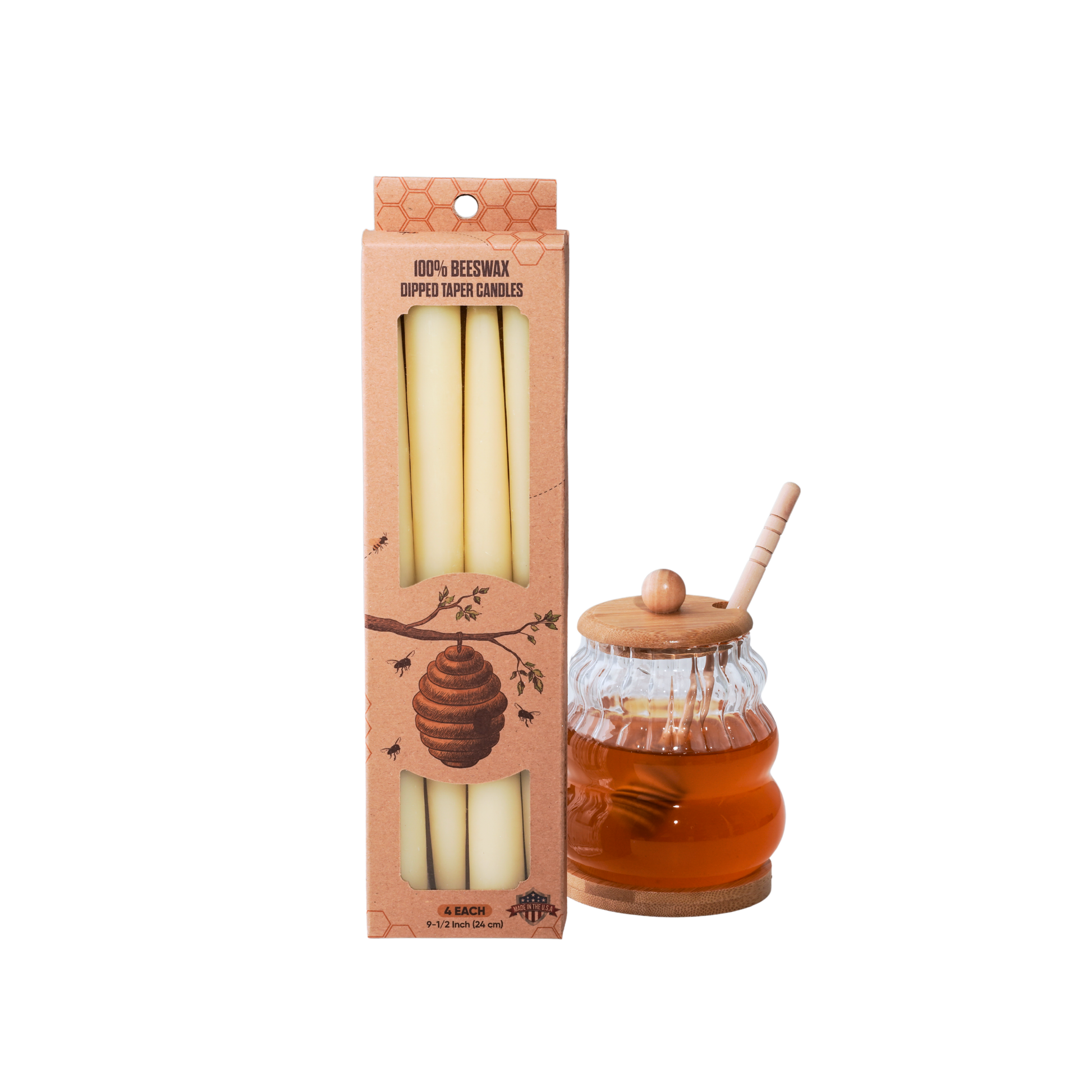 10" Beeswax Taper Candles