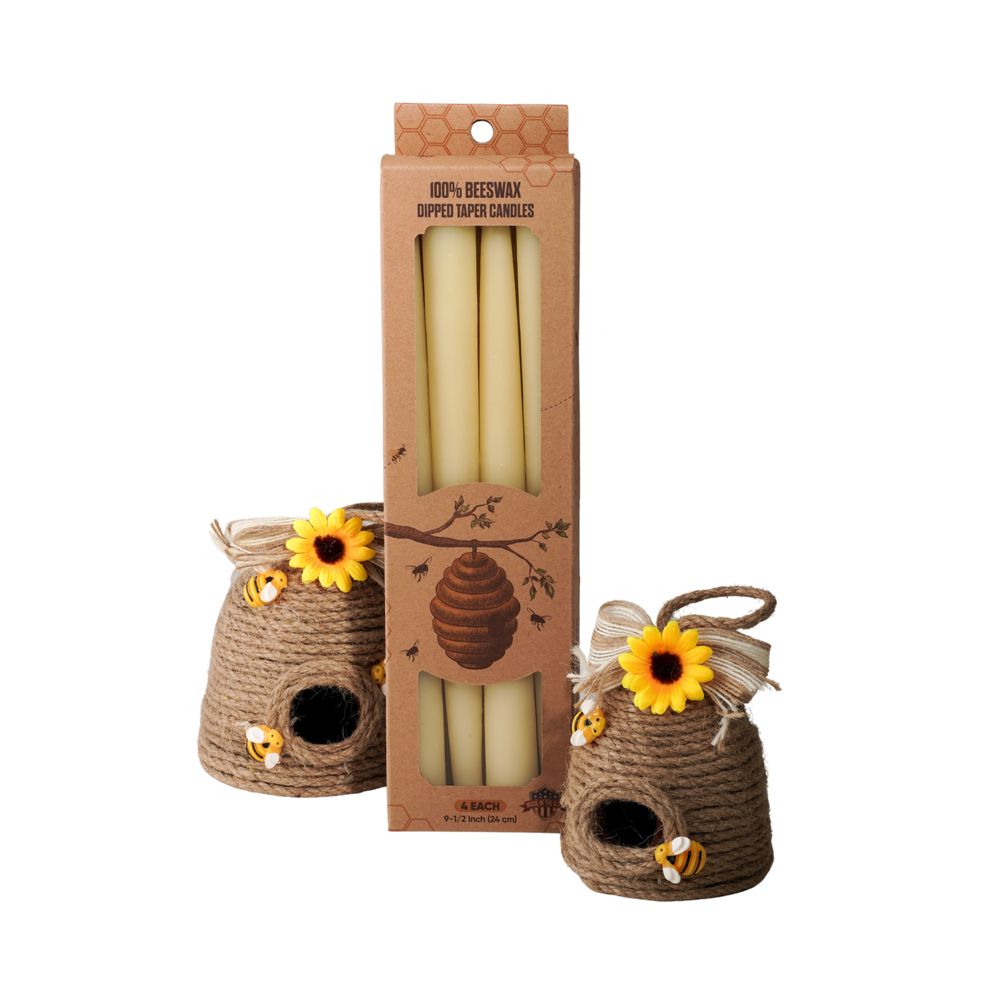 10 inch Beeswax Tapers