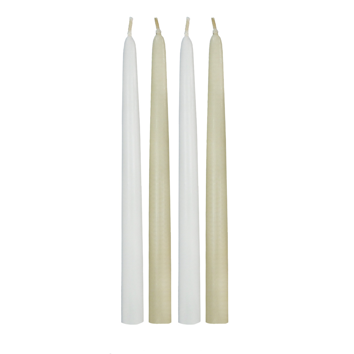 12 in taper candle white and ivory