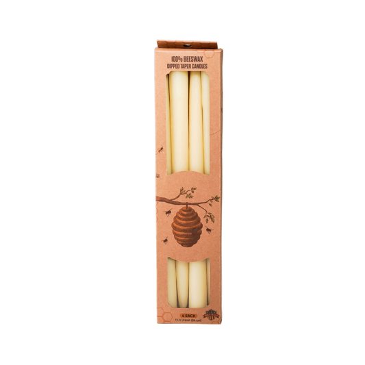 12 Beeswax Taper Candles Dipped Tapers