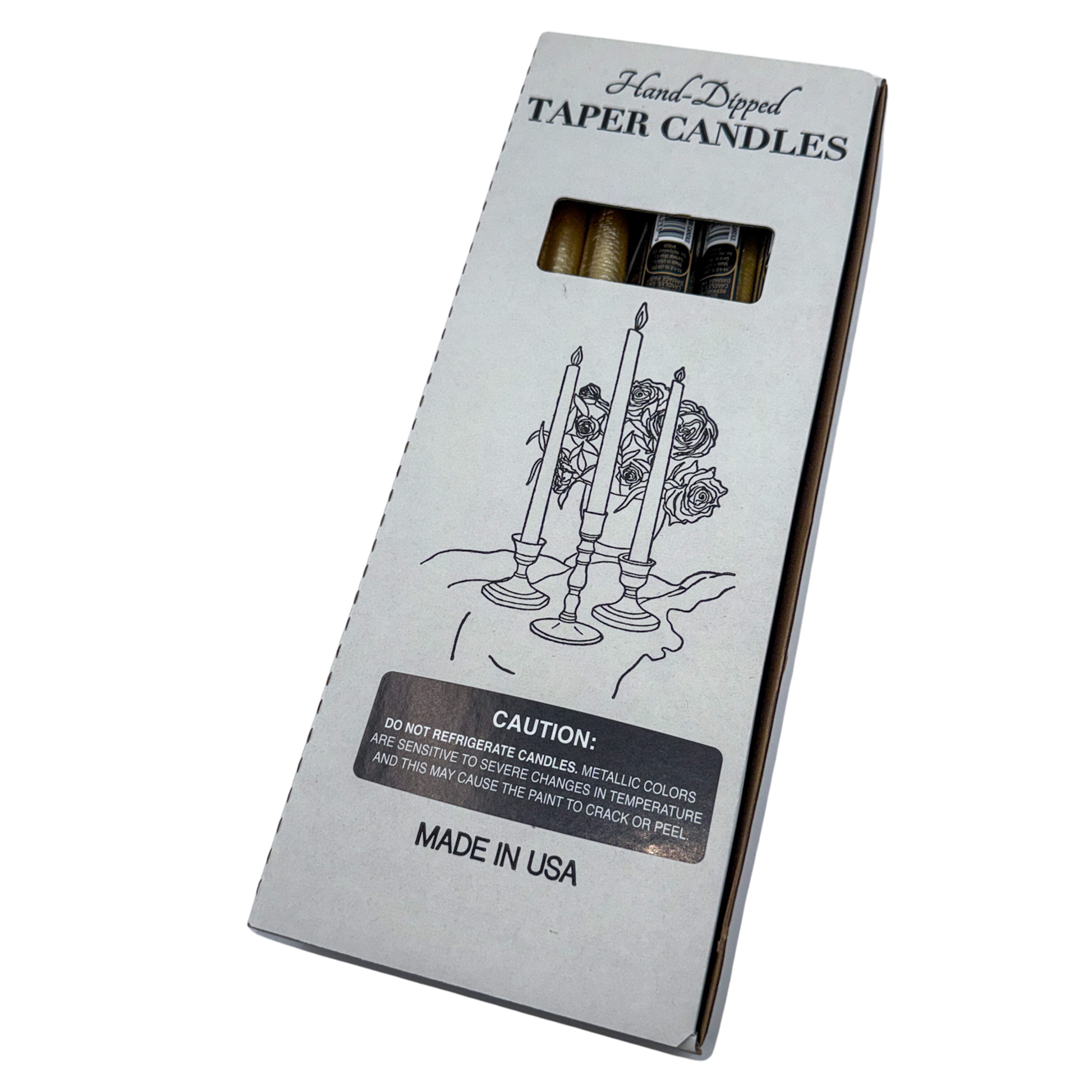 12 inch metallic gold taper candles set