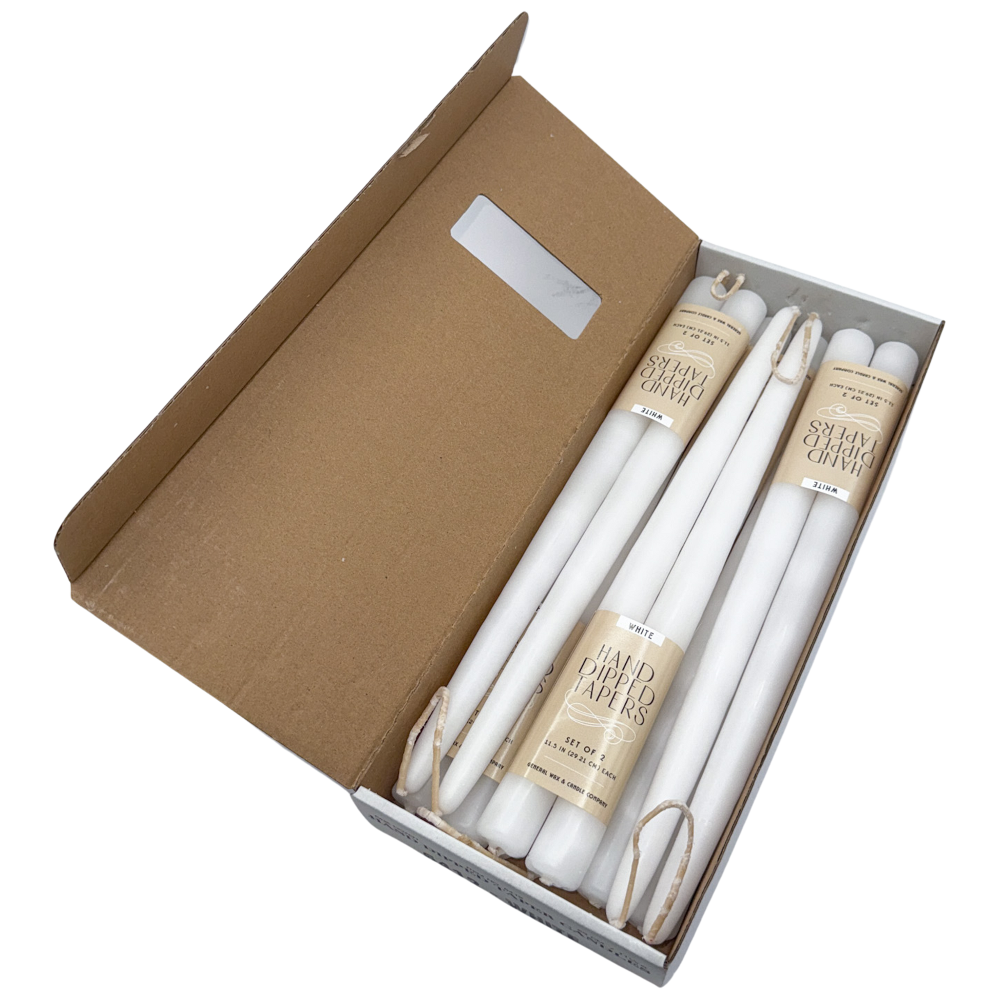 12 inch white taper candles with connected wick