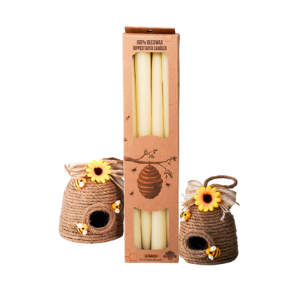 12 inch Beeswax Taper Candles Dipped Tapers