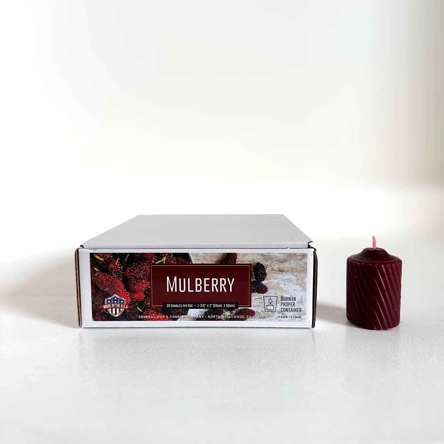 15-hour mulberry scented votive candle