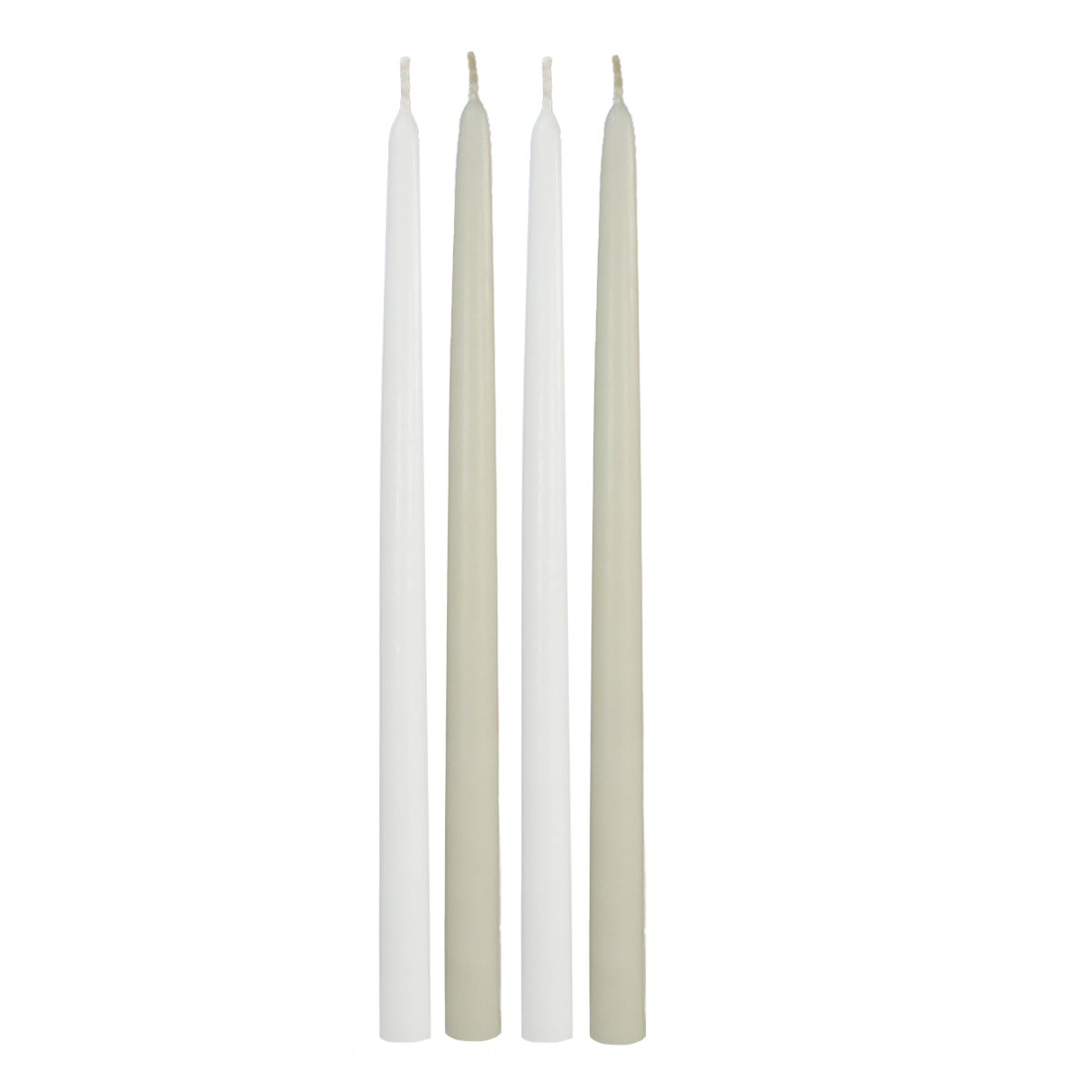 15 inch taper candle white and ivory