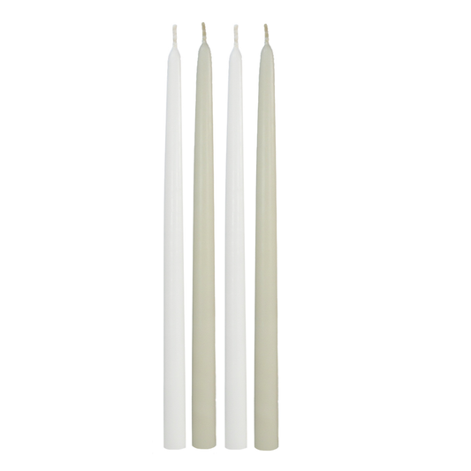 15 inch taper candle white and ivory