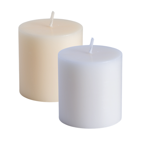 2.8x2.8 white and ivory pillar candles
